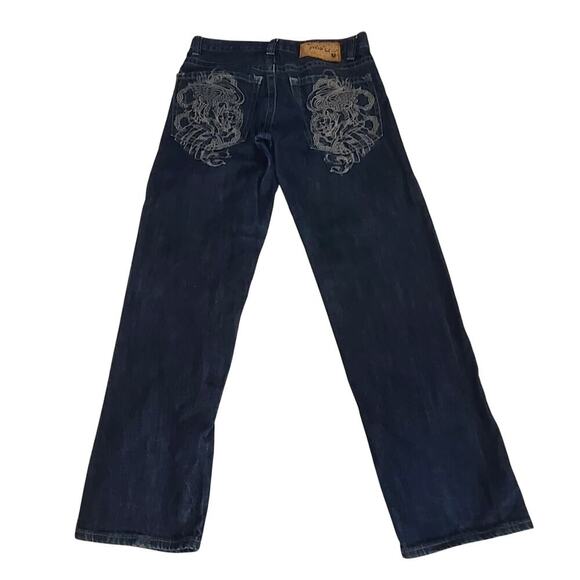 Ecko vintage Y2K dragon design jeansW30 L32 streetwear wide leg straight - Picture 3 of 12